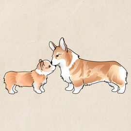 CafePress CORGI ADULT AND PUP Tote Bag Reusable Natural Beige Canvas Shopping Bag