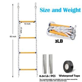 Boat Ladder for Inflatable Boat, Kayak, Motorboat, Boat Rope Ladder - Load Capacity 400 lbs - 4 Step