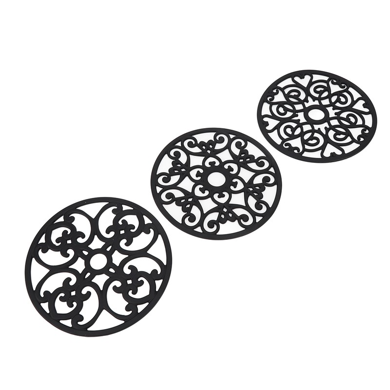 3pcs Modern Kitchen Trivets Waterproof Hollow Carved High Temperature Resistance