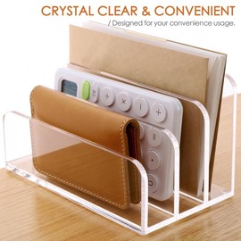 JIVIMOCO 3 Compartments Mail Organizer File Sorter Acrylic Desk Organizer Letter Holder for Desk