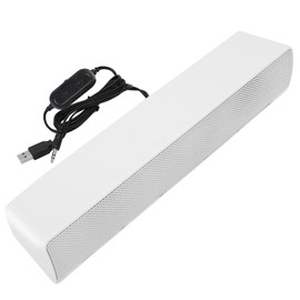 Annadue PC Soundbar Speakers, Wired Computer Gaming Speakers Sound Bar ith Surround Stereo, Music Player Bass Surround Sound Box, 3.5mm Input for PC Cellphones Tablets (White)