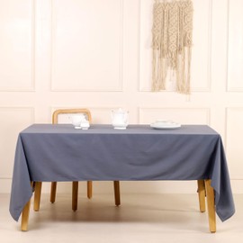 THE ART BOX Rectangle 6 Foot Tablecloth 60x84 Inch Washable Cotton Linen Textured Farmhouse Table Cloth Decorative Dining Cover for Home Wedding Banquets Restaurants - Grey