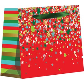 Jillson Roberts Tiny Christmas Gift Bags with Holographic Accents, Party (12 Count)