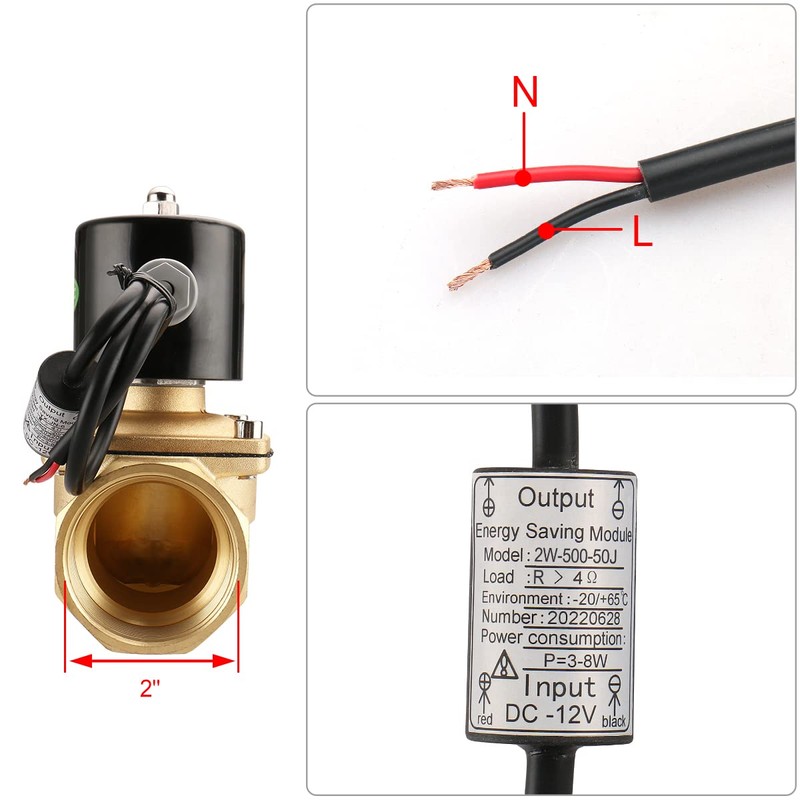 Baomain 2 inch DC 12V Brass Electric Solenoid Valve Water