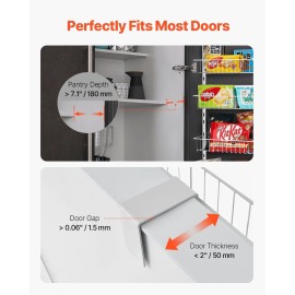 8-Tier Adjustable Over the Door Pantry Organizer Hanging Storage Rack for KitchenNumber of Layers: 8, color: White Color