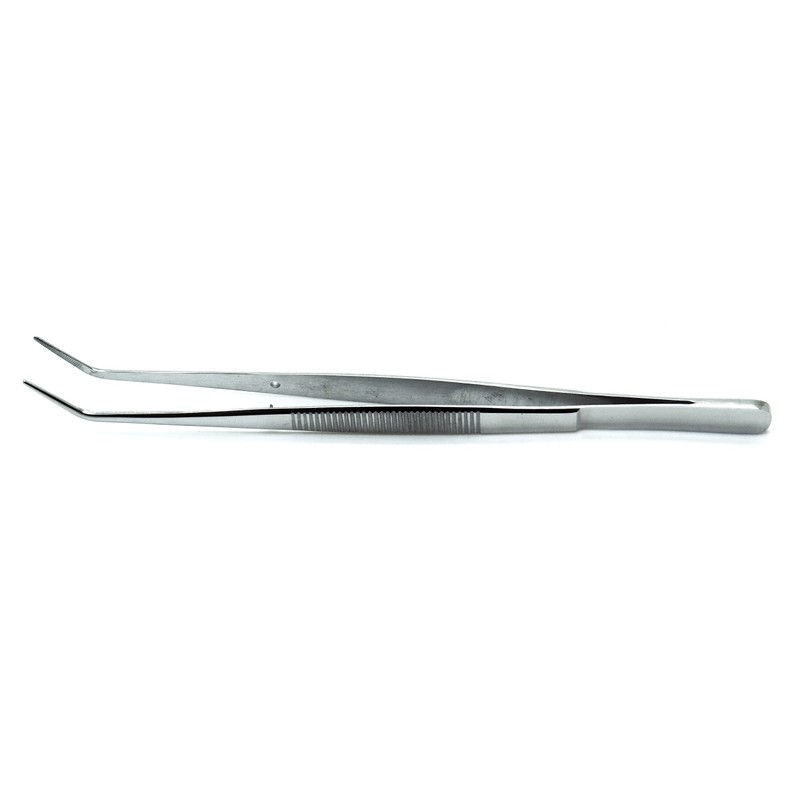 Dental Cotton Tweezer College Foil Forcep Serrated Angled Beak Dressing