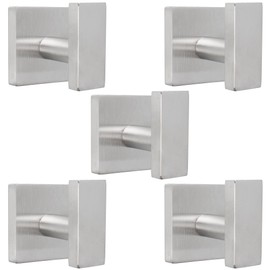 TocTen Towel Hooks for Bathroom, 304 Stainless Steel Heavy Duty Towel Robe Clothes Wall Hook, Wall Mounted Towel Hanger for Bathroom Livingroom Bedroom Kitchen Closet (Brushed Nickel, 5 Pack)