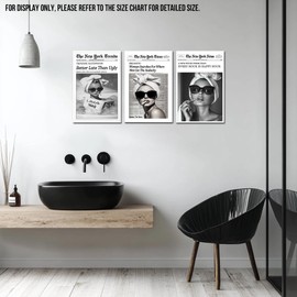 Hzddty 3 Pieces Bathroom Wall Art, Trendy NewsPaper Girl & Woman Funny Vintage Bathroom Wall Art Decor, Black and White Artwork for Bathroom Living Room, Girl Dorm, Bar Car Home Décor 3pcs 12x18 In