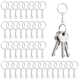 HEIHAK 300 Pcs Split Metal Key Rings, 1 Inch / 25mm Keyring Hoops with Open Jump Rings and Chain, Metal Key Rings for Crafts DIY, Lanyards, Gifts, Resin Keyring Making