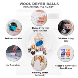 Wool Dryer Balls Laundry Fabric Softener Reusable XL Natural 100% Organic New Zealand Sheeps Wool Drying Balls Set 6-Pack Farm
