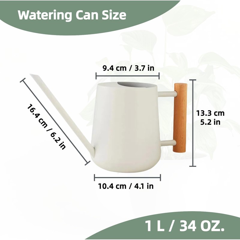 Indoor Watering Can with Long Spout, 35oz Capacity, Black Metal