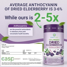 USDA Organic Dried Elderberries 1lb Bulk (Safest Packaging, Resealable Bag, BPA-Free Scoop) Natural, non-irradiated, Raw Whole Black Elderberry, Immune Support, Make Sambucus Elderberry Syrup, 1 Pound