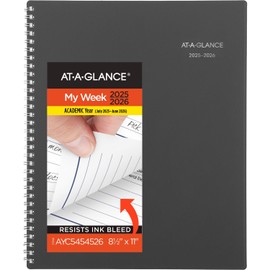 AT-A-GLANCE Planner 2025-2026 Academic, Weekly & Monthly, 8-1/2" x 11", Large, Monthly Tabs, Flexible Cover, DayMinder, Charcoal (AYC54545)