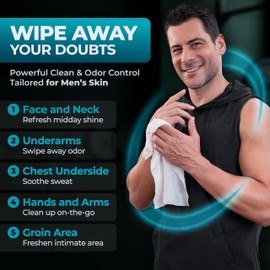 Body Wipes for Men (2pk) - 100 XL No Rinse Shower Sheets + 8 Travel Bath Wipes - 9"x12" After Gym Adult Washcloths - Mens Deodorant & Face Towels For Camping Essentials, Survival Gear and Supplies
