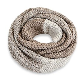 Neverless® Women's Loop Scarf, Knitted Scarf, Tube Scarf, Winter Scarf, Chunky Knit, Two-Tone - Two-tone scarf dark beige/light beige