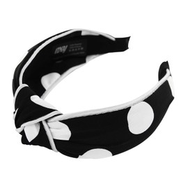 axy Wide Headband Series with Large Dots Hair Band Headband HR34P (Black with White Dots)