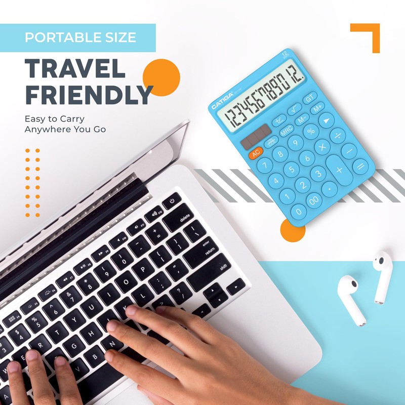 CATIGA 12 Digit Desktop Calculator with Large LCD Display, White