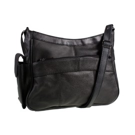 Medium Sized Soft Nappa Black Leather Bag Handbag with long strap - Can be worn across the body
