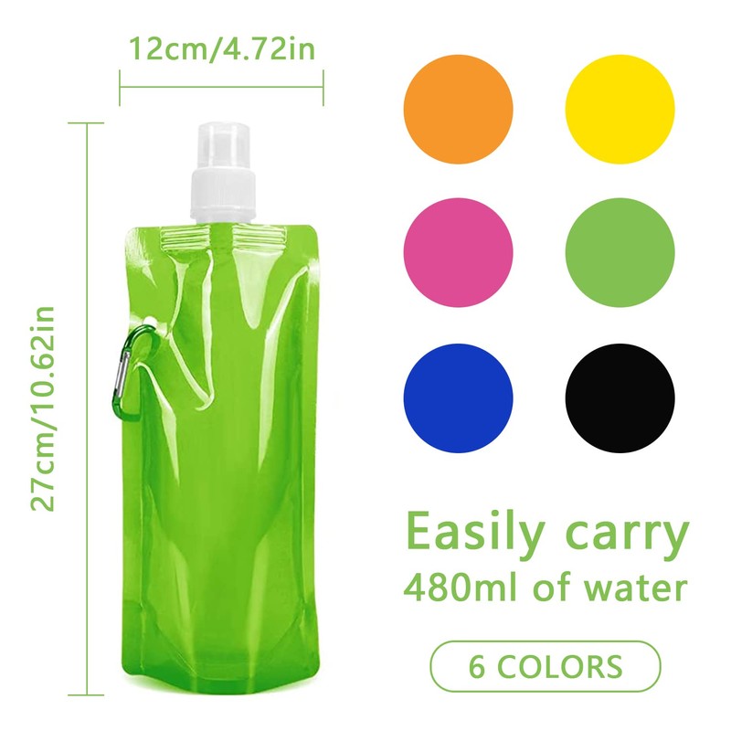 SANOU Foldable Water Bottle Reusable Water Bag with Carabiner Hook