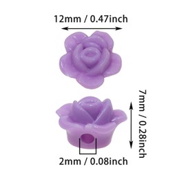 Tupalizy 100PCS Acrylic Rose Flower Beads Flat Back Floral Cabochons Colorful Spacer Beads for Bracelets Jewelry Making Necklace Earrings Keychain Rosaries DIY Crafts Scrapbooking Gifts Accessory,12mm