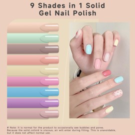 DUKASOU Solid Gel Nail Polish Set, Blue sky 9 Colors Gel Polish Manicure Palette Set Sweet Macaron Tiny Solid Cream Nail Gel Polish for Salon DIY with Pro Nail Brush