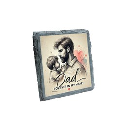 Dad Slate Coaster – Forever in My Heart Sentimental Gift for Fathers (slco-kf25-3555)