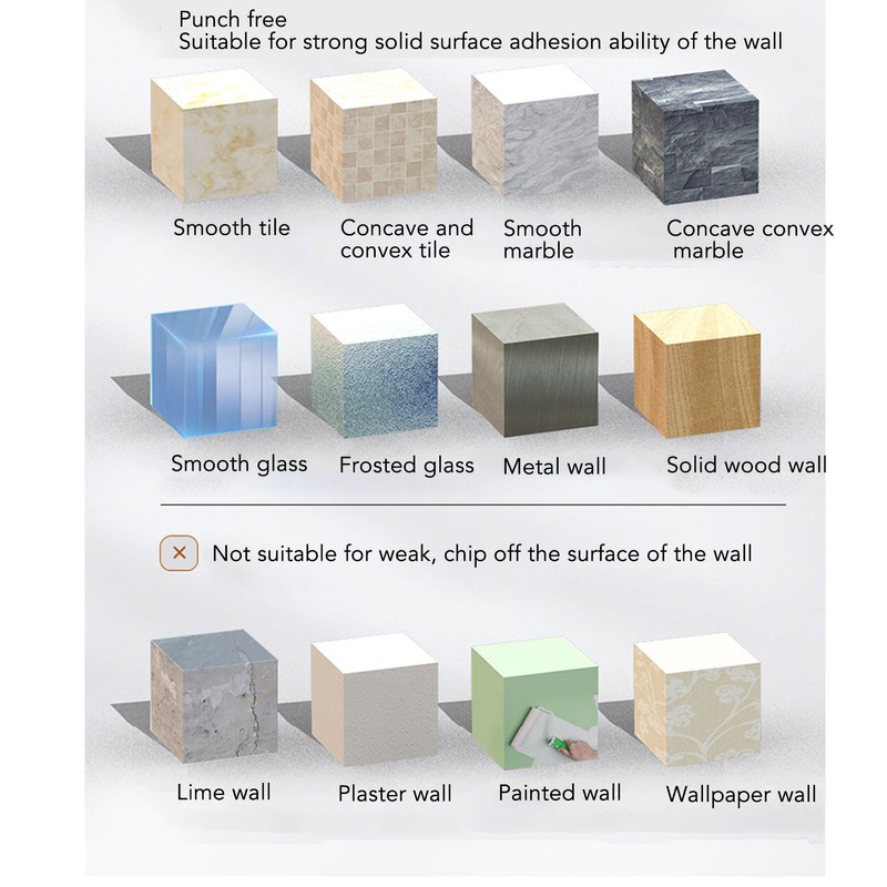 Bathroom Wall Shelf Space Aluminum and Acrylic Rustproof Punch Free