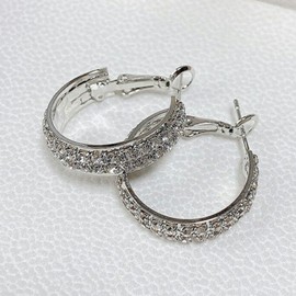 925 Sterling Silver Post Hoop Earrings for Women Gilrs Multcolors Cubic Zirconia Plated Chunky Silver Gold Hoop Earrings Jewelry (silvery)