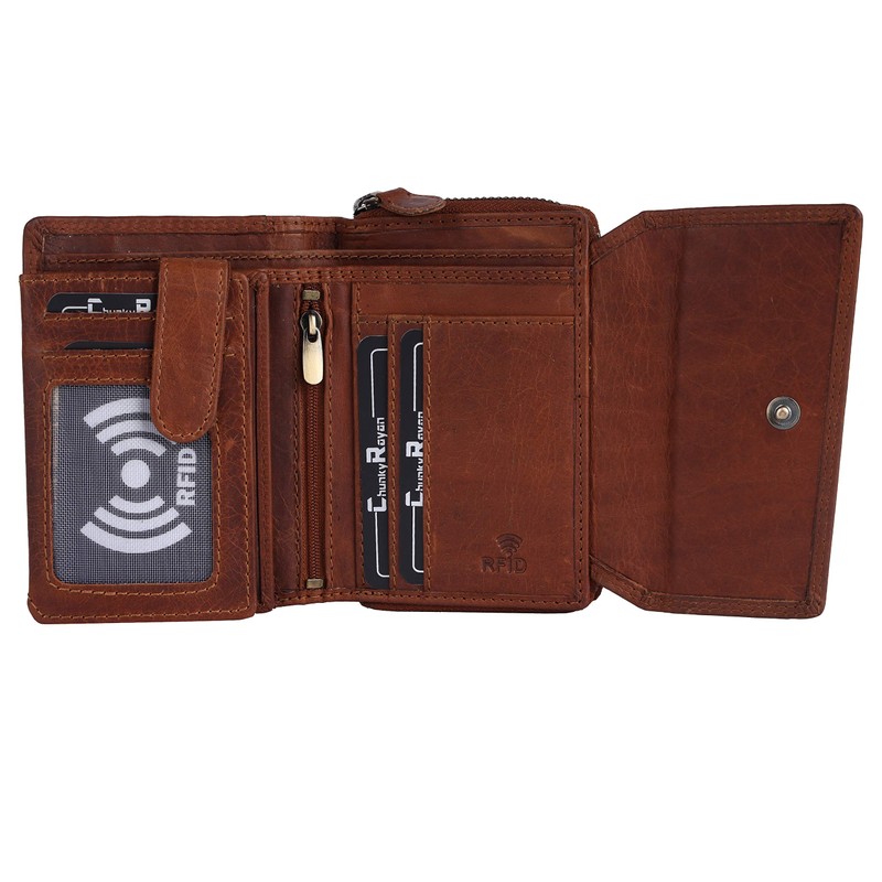 Chunkyrayan Genuine Leather Women's Wallet High-Quality Vintage RFID Protection Including