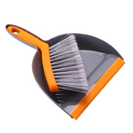 CALLARON Mini Broom and Dustpan Cleaning for Desktop Use Portable Plastic Cleaning Tools Gray and Orange Efficient for Spaces and Hard to Reach Corners