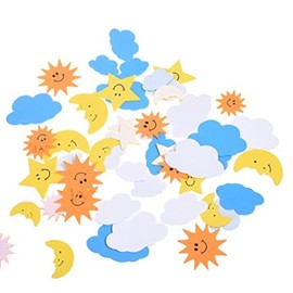 BCP The Blue Sky, The Sun, The Moon Shapes Self-Adhesive Foam Stickers for Craft Art Project