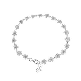 Arthur's Jewelry 925 sterling silver Hawaiian plumeria flower bracelet cz 8mm 7"