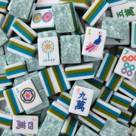 Custom Portable 4-Tier Modern American Mahjong 160 Acrylic Tiles with Leopard & Tortoise Print Design Portable LuxuriousColor: 39-yellow-brown