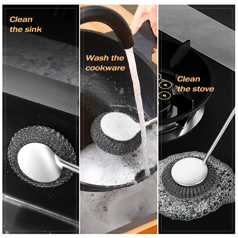 Heavy Duty Stainless Steel Scrubber Set - Long & Short