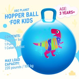 U&C Planet Space Hopper 18 Inches Hopper Ball with Pump for Kids Age 3-8 Summer Garden Games Inflatable Space Hoppers Jump Ball Indoor and Outdoor