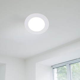 Meridian LED Slim Recessed Spotlight Flat Panel Ceiling Downlight Round IP20 Rated of Indoor use: offices, hotels, hospitals, supermarkets, buildings (6W - Nature White - 125mm, Pack 1)