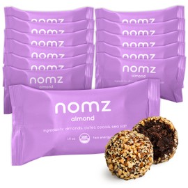 nomz Almond Energy Bites, Delicious & Healthy, Vegan-Friendly, Paleo, Great Source of Nutrients, Non-GMO, Gluten-Free, 12-Pack