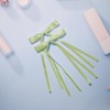 6Pcs Long Tail Silky Satin Hair Bows Hair Clip Olive