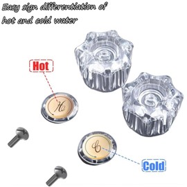 Crovakeu 2pcs Lavatory Hot and Cold Faucet Knob Replacements, Acrylic Shower Faucet Handle Bathtub Knobs Bathroom Faucet Knobs Replacement Compatible with Delta/Delex/Peerless Faucets