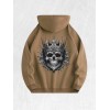 Crowned Skull Graphic Hoodie 100% Cotton US Warehouse 7 ColorsColor: