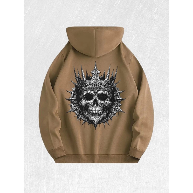 Crowned Skull Graphic Hoodie 100% Cotton US Warehouse 7 ColorsColor: