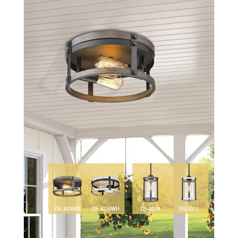 Osimir 2-Light Farmhouse Flush Mount Ceiling Light, 12 inch Kitchen
