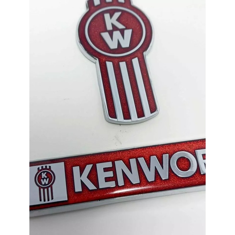 KW kenworth kw emblem metal truck semi chrome set red