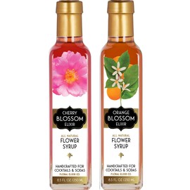 Floral Elixir Co. - All Natural Syrups for Cocktails & Sodas (2 x 8.5 oz) (Orange & Cherry Blossom)