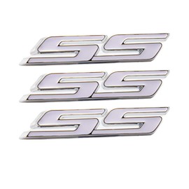 CARRUN 3pcs small Tilt SS Emblems Auto Trunk Door Fender Bumper Badge Decal 3D ABS Sticker Suitable for Chevy IMPALA COBALT Camaro 2010-2015 (White)