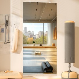 Hasipu Home Gym Mirror, 71"x32" Each, 1-Pack Frameless Wall Mounted Mirrors with Glass Clamps & Aluminum Rail, Large Body Mirror for Home Gym, Yoga Studio, Bedroom, Silver Tempered Glass