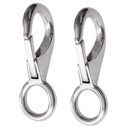 2/4Pcs Heavy Duty Stainless Steel 316 Spring Snap Hook,Fixed Eye Clip Carabiner Marine Clip Dock Hardware Accessories (2Pcs, Length:53mm(0#))