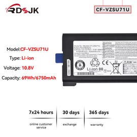 CF-VZSU71U VZSU71U Laptop Battery for Panasonic Toughbook CF-30 CF-31 CF-53 CF30 CF31 CF53 CF-VZSU72U CF-VZSU1430U CF-VZSU46 CFVZSU46U CF-VZSU46U CF-VZSU46S CF-VZSU46R CF-VZSU46AU CFVZSU71U 10.8V 69Wh
