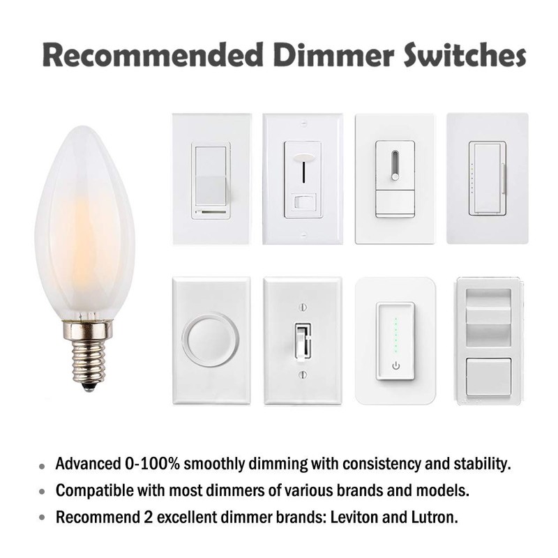 OPALRAY C35 2W (25W Incandescent Equivalent) Torpedo Tip Candelabra LED