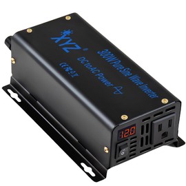 XYZ INVT 300W Pure Sine Wave Inverter DC 12V to AC 110V 120V Power Converter 600W Peak with LED Display for Most Small Power Appliances